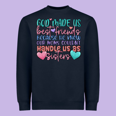 God Made Us Best Friend Heavyweight Sweatshirt Designed By Maliassmallbusiness