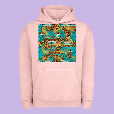 Western Aztec Leopard Glitter Seamless Pattern Urban Hoodie Designed By Fadigitalartstudio