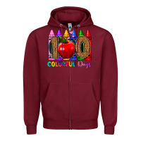 Burgundy 100 colorful day s Zipper Hoodie - Artiststas