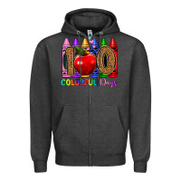 Charcoal Heather 100 colorful day s Zipper Hoodie - Artiststas