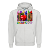 Dove Grey 100 colorful day s Zipper Hoodie - Artiststas