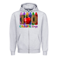 Heather Grey 100 colorful day s Zipper Hoodie - Artiststas