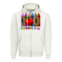 Oatmeal Heather 100 colorful day s Zipper Hoodie - Artiststas