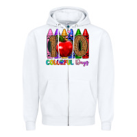 White 100 colorful day s Zipper Hoodie - Artiststas