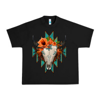 Black Aztec Turquoise Bull Skull Urban Heavy Tee - Jasminsmagicworld
