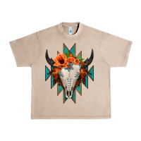 French Oak Aztec Turquoise Bull Skull Urban Heavy Tee - Jasminsmagicworld