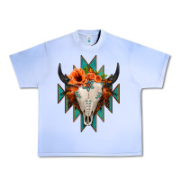 Grape Ice Aztec Turquoise Bull Skull Urban Heavy Tee - Jasminsmagicworld