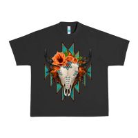 Pigment Black Aztec Turquoise Bull Skull Urban Heavy Tee - Jasminsmagicworld