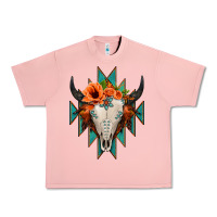 Salmon Aztec Turquoise Bull Skull Urban Heavy Tee - Jasminsmagicworld