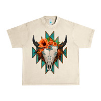 Sandshell Aztec Turquoise Bull Skull Urban Heavy Tee - Jasminsmagicworld