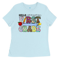 Baby Blue hellofirstgrade Ladies Tee - CowhideDigitalArt