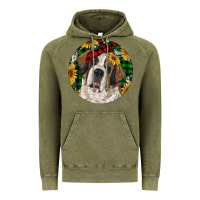 Vintage Olive Christmas St. Bernard Vintage Hoodie - RanaPortraitStore