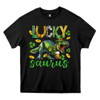 Black Lucky saurus st.patricks day Heavy Core Tee - Neo Western