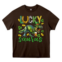Chocolate Brown Lucky saurus st.patricks day Heavy Core Tee - Neo Western