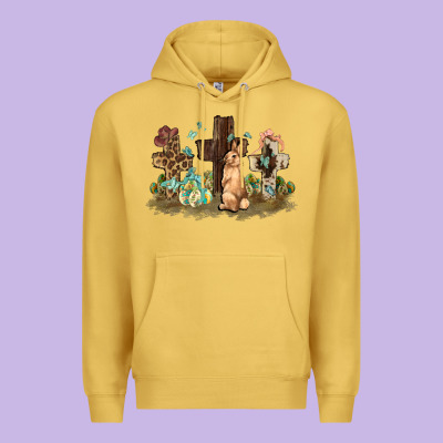 Western Rabbit Bunny With Crosses Easter Day Premium Hoodie Designed By Howdyjamesfarm