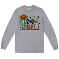 Heather Grey raisin hell cowboy cactus Long Sleeve Tee - MaliasSmallBusiness