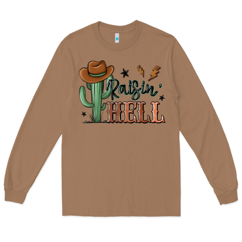 Raisin Hell Cowboy Cactus Long Sleeve Tee by MaliasSmallBusiness | Teevron