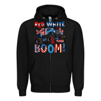 Black red white and boom 4th of july Zipper Hoodie - Artiststas