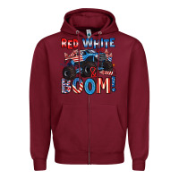 Burgundy red white and boom 4th of july Zipper Hoodie - Artiststas