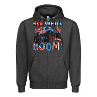 Charcoal Heather red white and boom 4th of july Zipper Hoodie - Artiststas