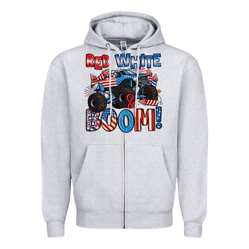 Red White And Boom 4th Of July Zipper Hoodie by Artiststas | Teevron
