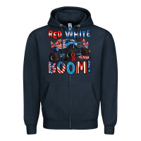 Navy red white and boom 4th of july Zipper Hoodie - Artiststas