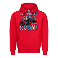 Red red white and boom 4th of july Zipper Hoodie - Artiststas