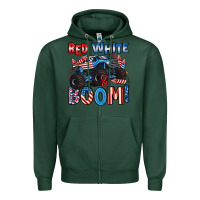 Sports Green red white and boom 4th of july Zipper Hoodie - Artiststas