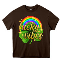 Chocolate Brown Lucky vibes st. patricks day Heavy Core Tee - Neo Western