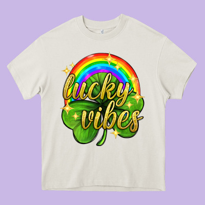 Lucky Vibes St. Patricks Day Heavy Core Tee Designed By Neo Western