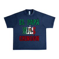 Navy El Papa Mas Chingon Mexican Flag Urban Heavy Tee - Jasminsmagicworld