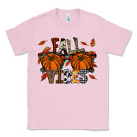 Bubblegum Pink autumn style with pumpkins Classic Tee - CowhideDigitalArt