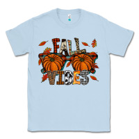 Dusty Blue autumn style with pumpkins Classic Tee - CowhideDigitalArt
