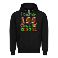 Black i tackled 100 days of school Zipper Hoodie - Artiststas