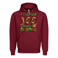 Burgundy i tackled 100 days of school Zipper Hoodie - Artiststas