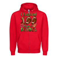 Red i tackled 100 days of school Zipper Hoodie - Artiststas