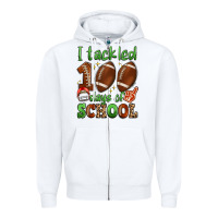 White i tackled 100 days of school Zipper Hoodie - Artiststas