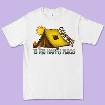 Camping Is My Happy Place Premium Tee Designed By Cowhidedigitalart
