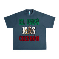 Midnight Navy El Papa Mas Chingon Mexican Flag Urban Heavy Tee - Jasminsmagicworld
