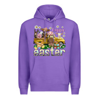 Purple Happy Easter truck with farm animals Easter Day Premium Hoodie - HowdyJamesFarm