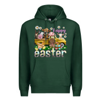 Sports Green Happy Easter truck with farm animals Easter Day Premium Hoodie - HowdyJamesFarm