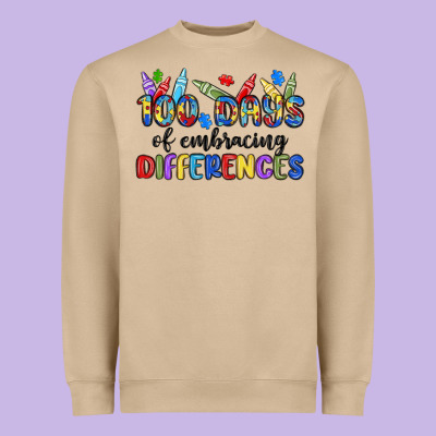100 Days Of Embracing Differences Heavyweight Sweatshirt Designed By Maliassmallbusiness