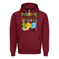 Burgundy pushing my teacher's buttons for 100 days Zipper Hoodie - Artiststas