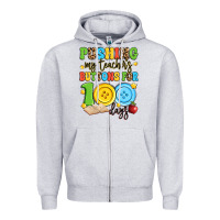Heather Grey pushing my teacher's buttons for 100 days Zipper Hoodie - Artiststas