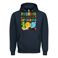 Navy pushing my teacher's buttons for 100 days Zipper Hoodie - Artiststas