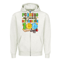 Oatmeal Heather pushing my teacher's buttons for 100 days Zipper Hoodie - Artiststas