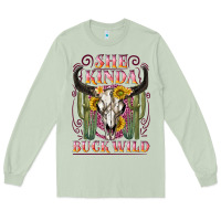 Matcha she kinda buck wild with bull skull Long Sleeve Tee - NancyCooperArtShop