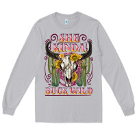 Moon Dust she kinda buck wild with bull skull Long Sleeve Tee - NancyCooperArtShop