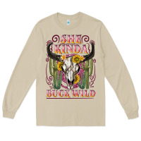 Mushroom she kinda buck wild with bull skull Long Sleeve Tee - NancyCooperArtShop