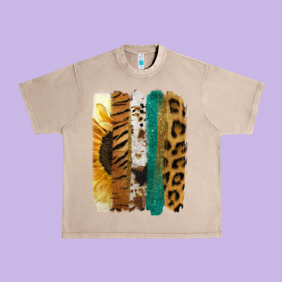 Leopard Sunflower Brush Strokes Urban Heavy Tee Designed By Jasminsmagicworld